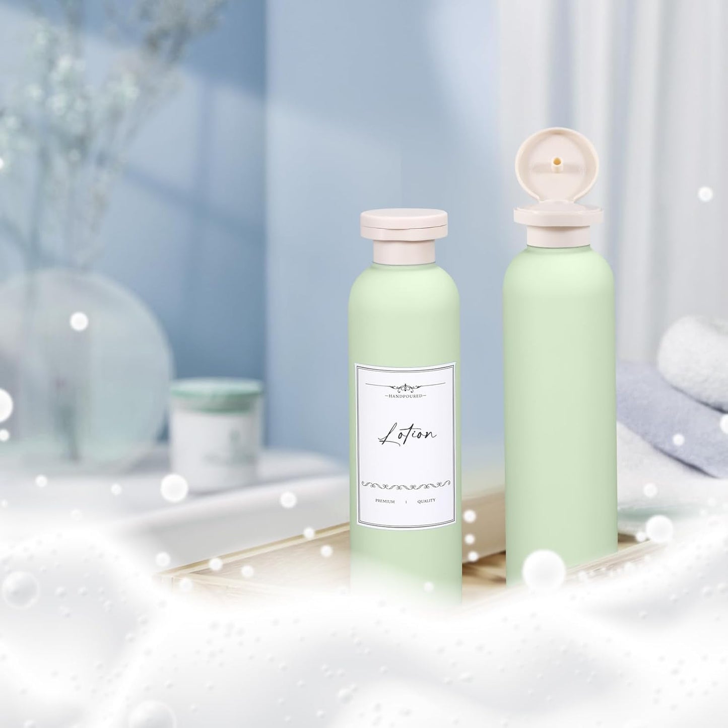 8.8oz Travel Essentials Shampoo Bottles for Toiletries,Empty Plastic Squeeze Bottles with Flip Cap for Tavel Size Shampoo and Conditioner (3 pack, green)