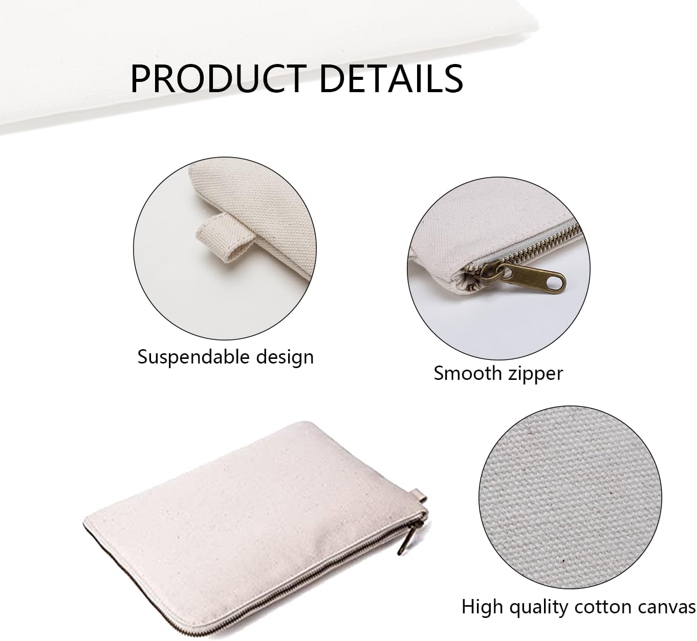 Zipper Pouch Storage Bag Simple and Stylish Women's Cosmetic and Travel Bag (Beige-improved-3)