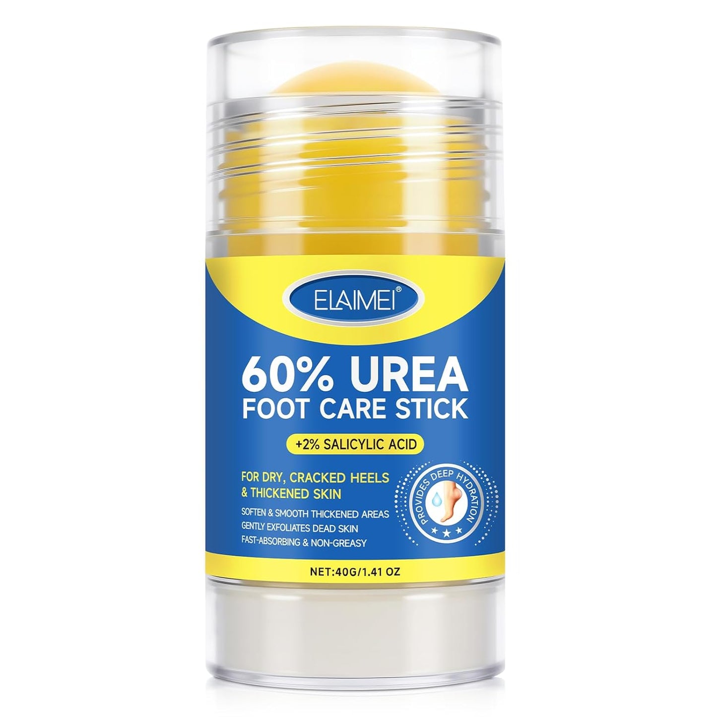 Bieyoc 60% Urea Cream with 2% Salicylic Acid, Urea Foot Cream Stick for Cracked Heels, Calluses and Rough Skin, Portable Foot Balm Stick No-Mess Applicator,1.41oz