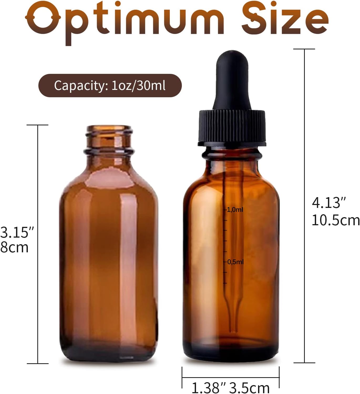 24 Pack Amber Glass Dropper Bottle, 1 oz, with Measuring Eye Dropper, Leak Proof Travel Dispenser Bottle for Essential Oils/Chemistry Laboratory Chemicals/Cologne and Perfume