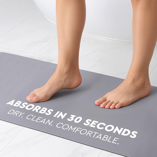 Homergy Bath Mat – Super‑Absorbent & Quick‑Dry with Non‑Slip Rubber Backing, Machine Washable & Odor Resistant – 24x48 in, Gray