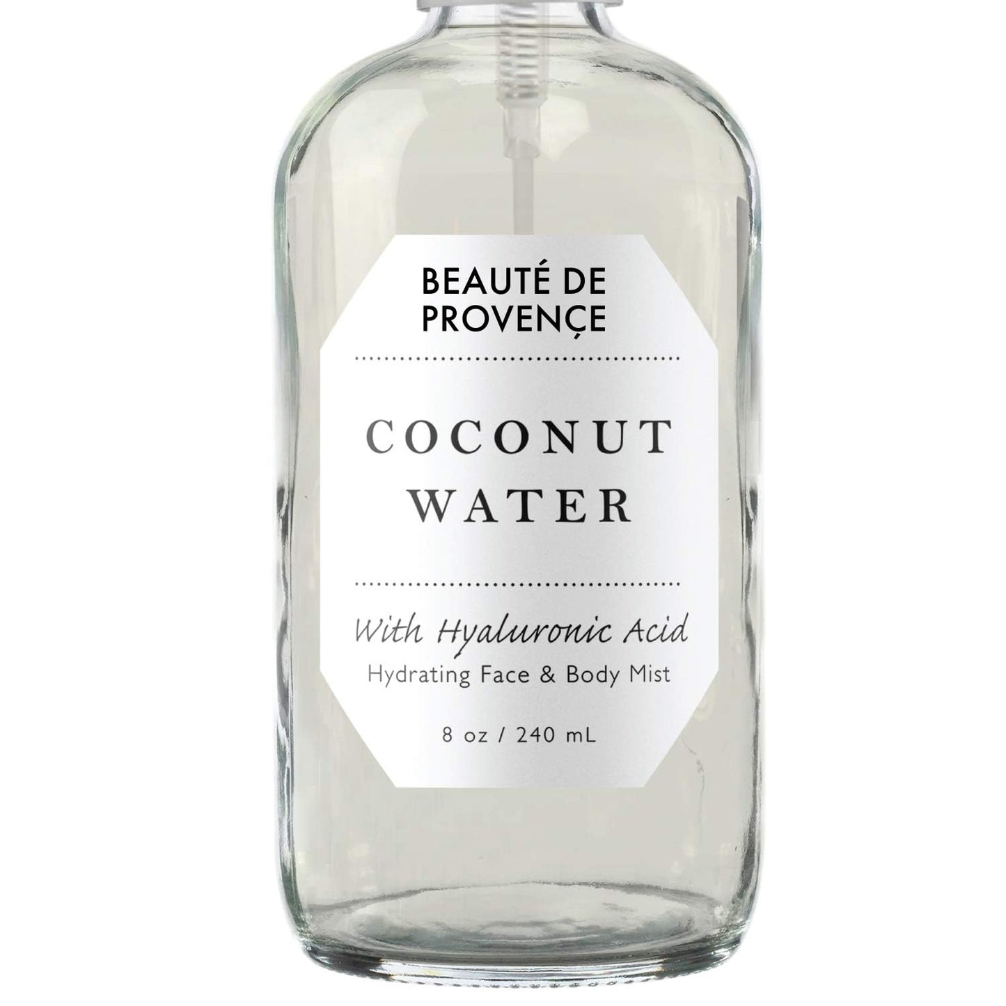 BEAUTE DE PROVENCE | Face & Body Mist Spray - Hydrating Coconut Water With Moisturizing Hyaluronic Acid | Instant Cooling, Conditoning, Hydrating | 8 FL OZ