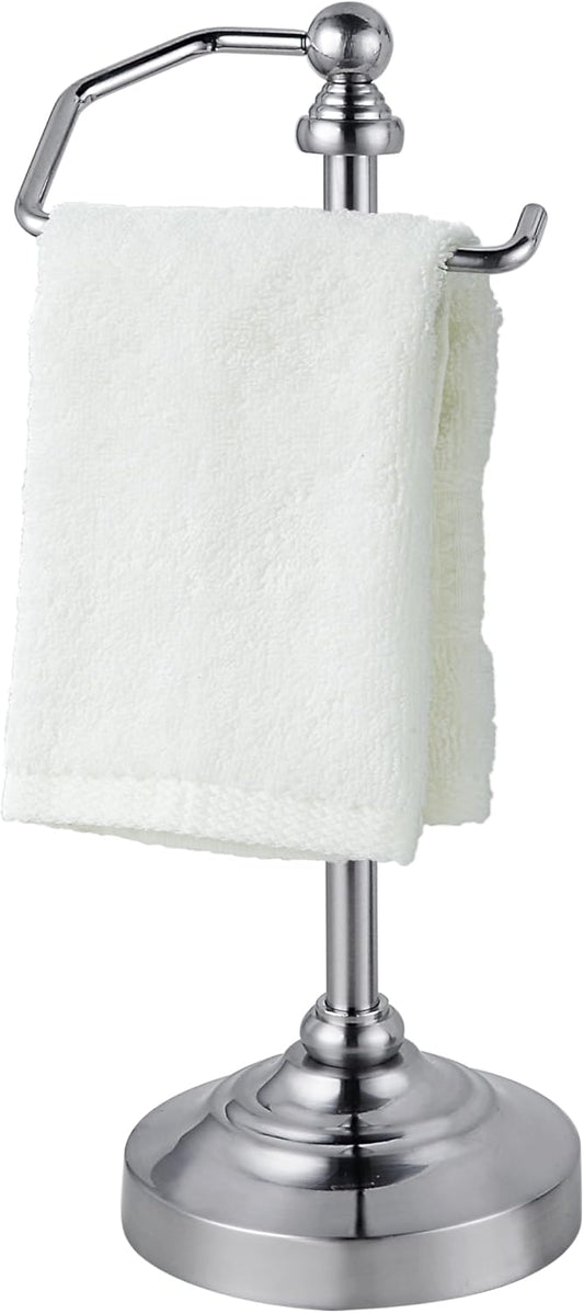 SunnyPoint Deluxe Free Standing Heavy Weighted Countertop Fingertip Towel Holder Stand (Satin Nickle)