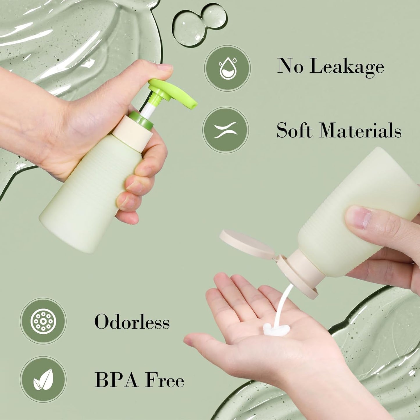 3.4oz Travel Shampoo Bottle with Flip Cap, Refillable Plastic Pump Bottles Dispenser for Soap, Shampoo, Lotions, Liquid Body Wash, Creams and Massage Oil (2Pack, 3.4oz/100ml)