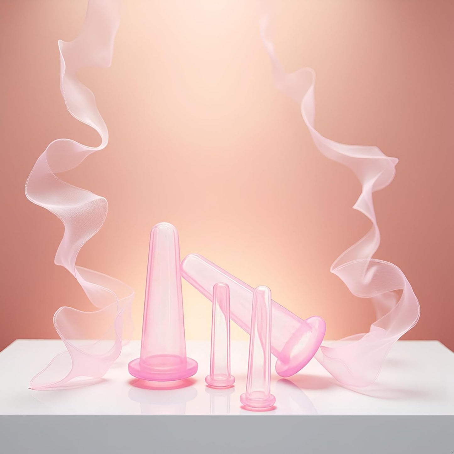 4Pcs Massage Cupping Set Silicone Mini Facial Cups Face Massager Helper Skin Care Neck Back Eyes Massaging Cup Safe to Use, Don't Worry About Burns Health Care Products (Pink)