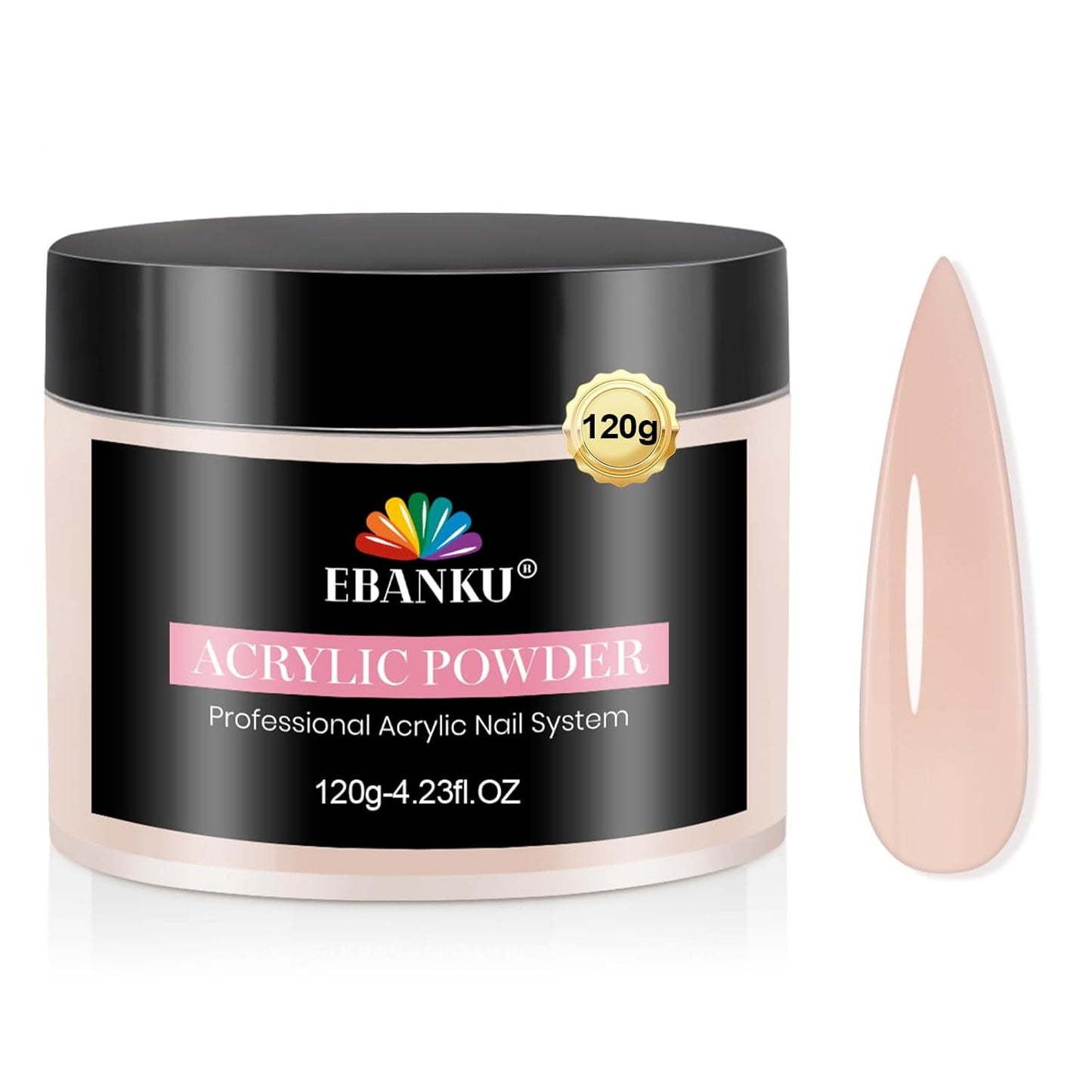 EBANKU Acrylic Powder, Cover Pink Acrylic Nail Powder 120g/4.23oz Large Capacity Professional Nail Powder for Nail Acrylic Extension, Nail Carving, Long-Lasting, No Nail Lamp Needed