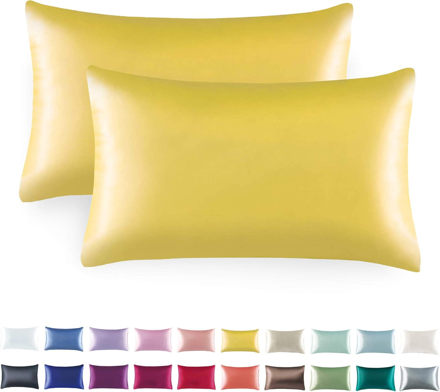 Tyfitb Satin Pillowcase Set for Hair & Skin Care – Cooling, Hypoallergenic, Anti-Frizz, Wrinkle-Free – Soft, Luxurious Pillowcases with Envelope Closure – 2-Pack, Standard Size 20x26, Gift-Ready