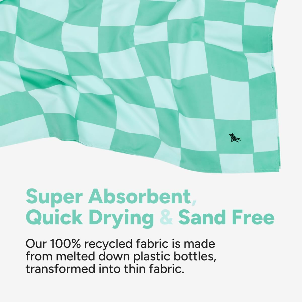 Dock & Bay Beach Towel - Quick Dry, Sand Free - Compact, Lightweight - 100% Recycled - Includes Bag - Check Mate - Extra Large (200x90cm, 78x35)