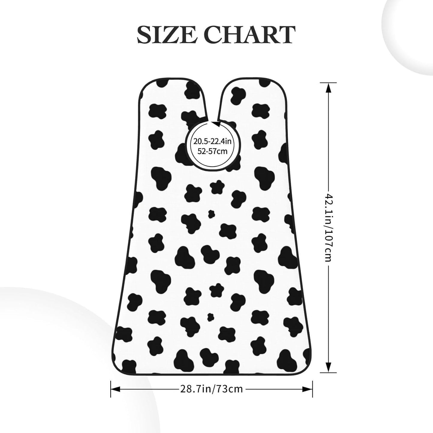 Strong Suction Cup Beard Grooming Bib, Non-Stick Hair Catcher, Waterproof, for Shaving, Black and White Animal Cow Print