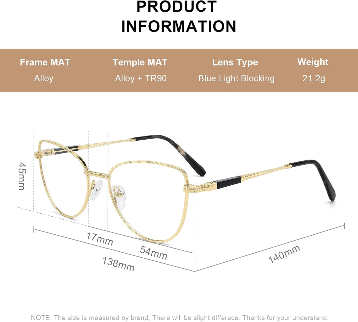 RB. Pilot Retro Cateye Reading Glasses for Women Blue Light Blocking Computer Glasses Spring Hinge Readers