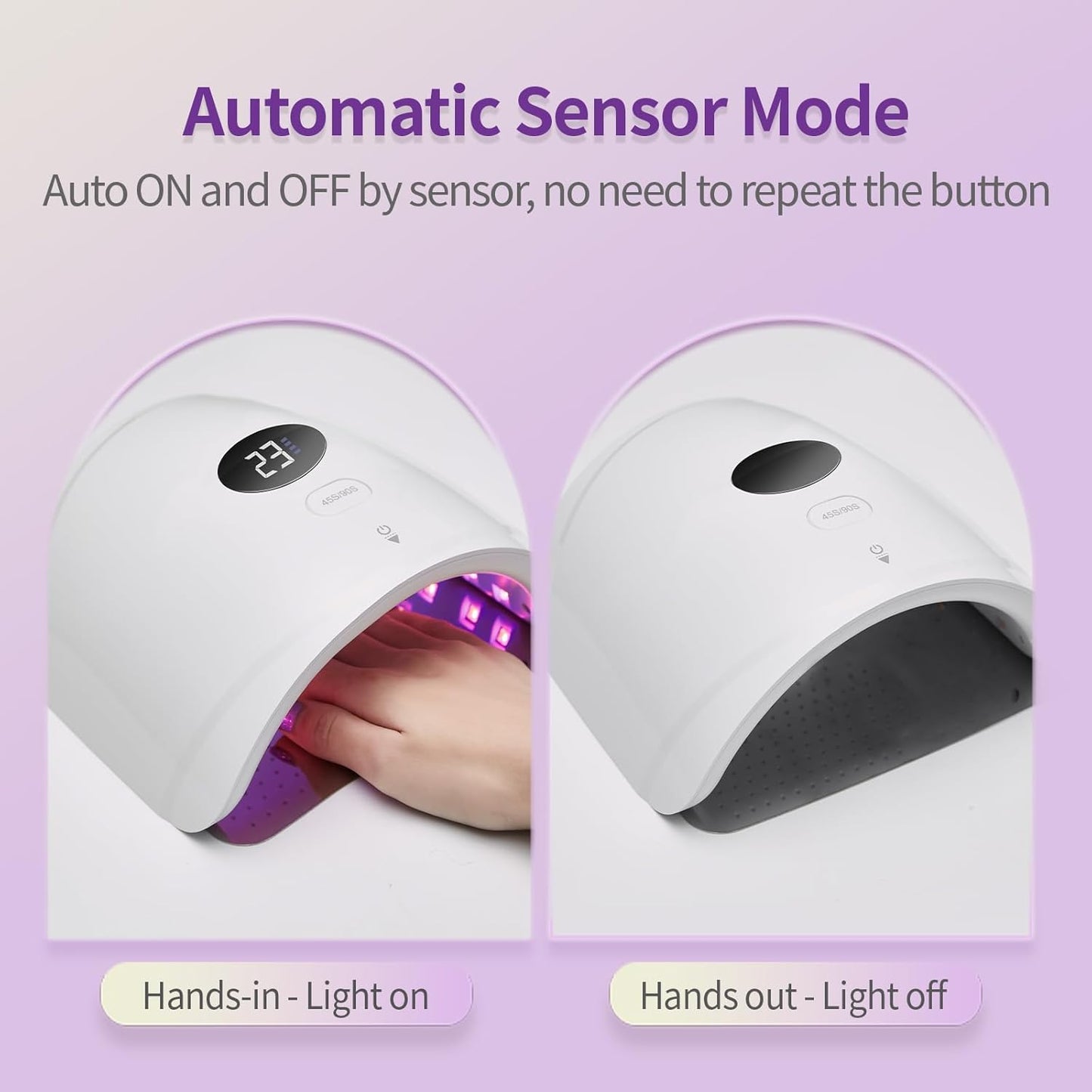 LASONAS Cordless UV LED Nail Lamp 48W Professional Rechargeable Nail Lamp 48W UV Light for Gel Nails, 24 LED Gel Curing Light, Smart Sensor, 2 Timers, LCD Display, Removable Base for Salon & Home