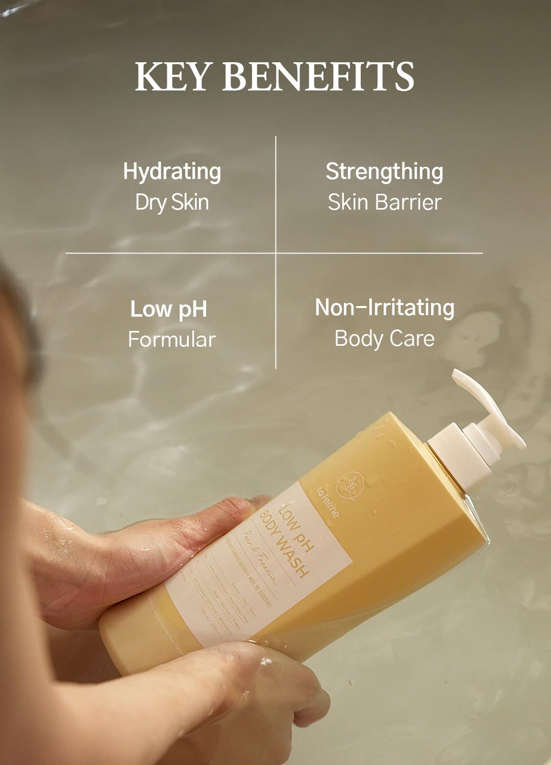 laferme Low pH balanced Gentle Korean Body Wash with Natural & Organic Ingredients, Hypoallergenic for Sensitive Skin, Moisturizing & Hydrating for Dry Skin, For Women & Men, 33 Fl Oz, Apple Mint