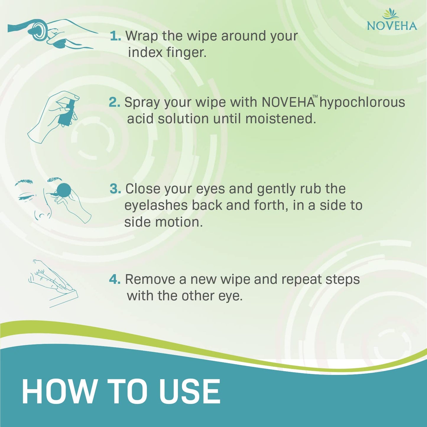 NOVEHA 60PCs Dry Wipes - Gentle & Hypoallergenic Daily Eye & Nasal Cleanser Wipes - Makeup Removal - Calm, Relieve, Soothe, Hydrate Your Skin Naturally - Can be Use with our Foam and Cleanser Line