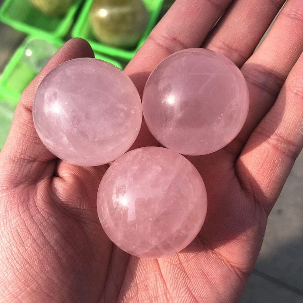 1.57" Rose Quartz Crystal Baoding Balls, Pink Crystal Health Stress Exercise Balls for Stress Relief, Exercise, Natural Quartz Sphere Gemstone Handball with Carry Pouch (Box-Packed) M16