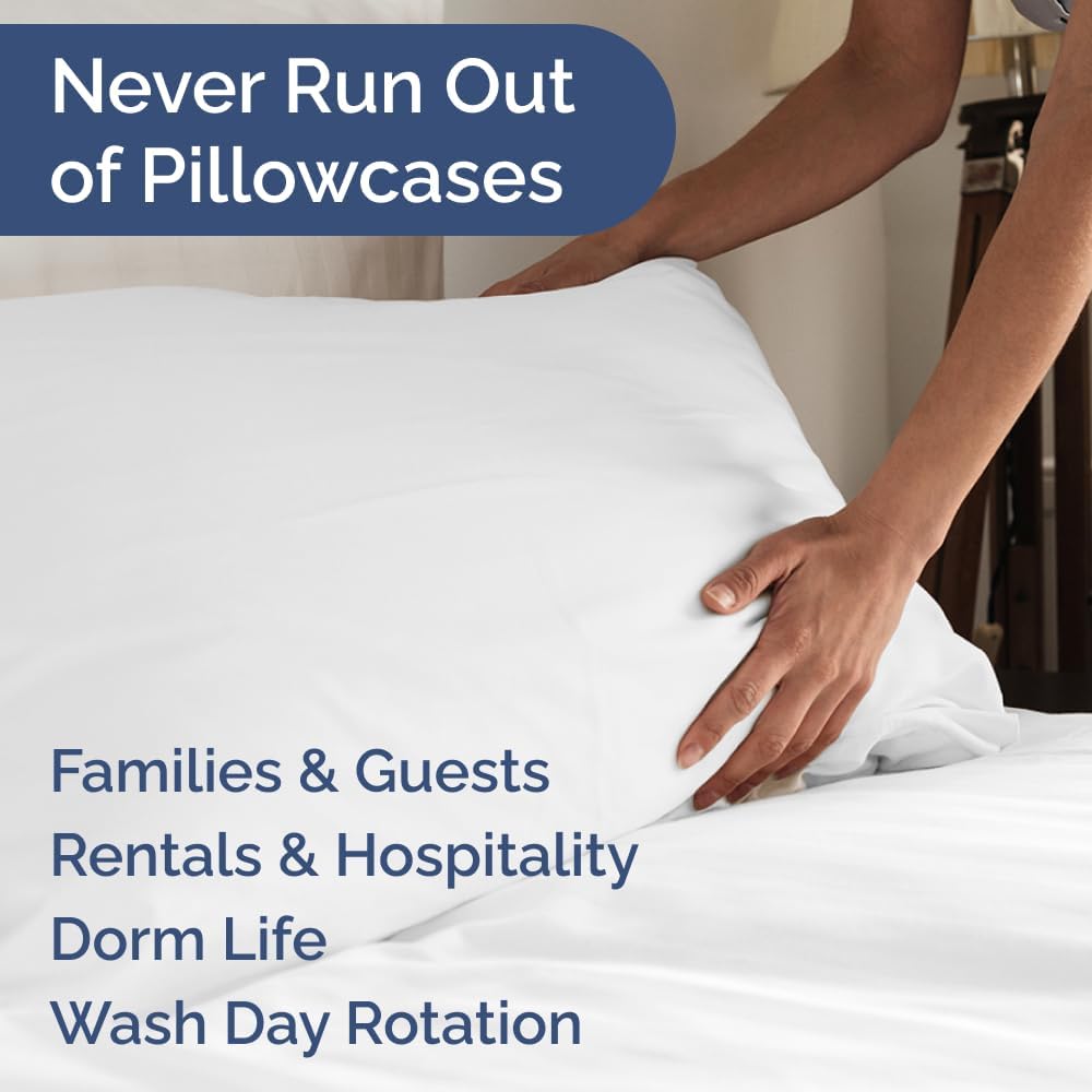 King Pillow Cases Set of 8 - Ultra Soft Hotel Quality Pillowcase Covers - Comfy & Wrinkle Free - Shrink, Stain and Fade Resistant - Easy-Care, Machine Washable Pillow Protectors - 8 Piece Set - White
