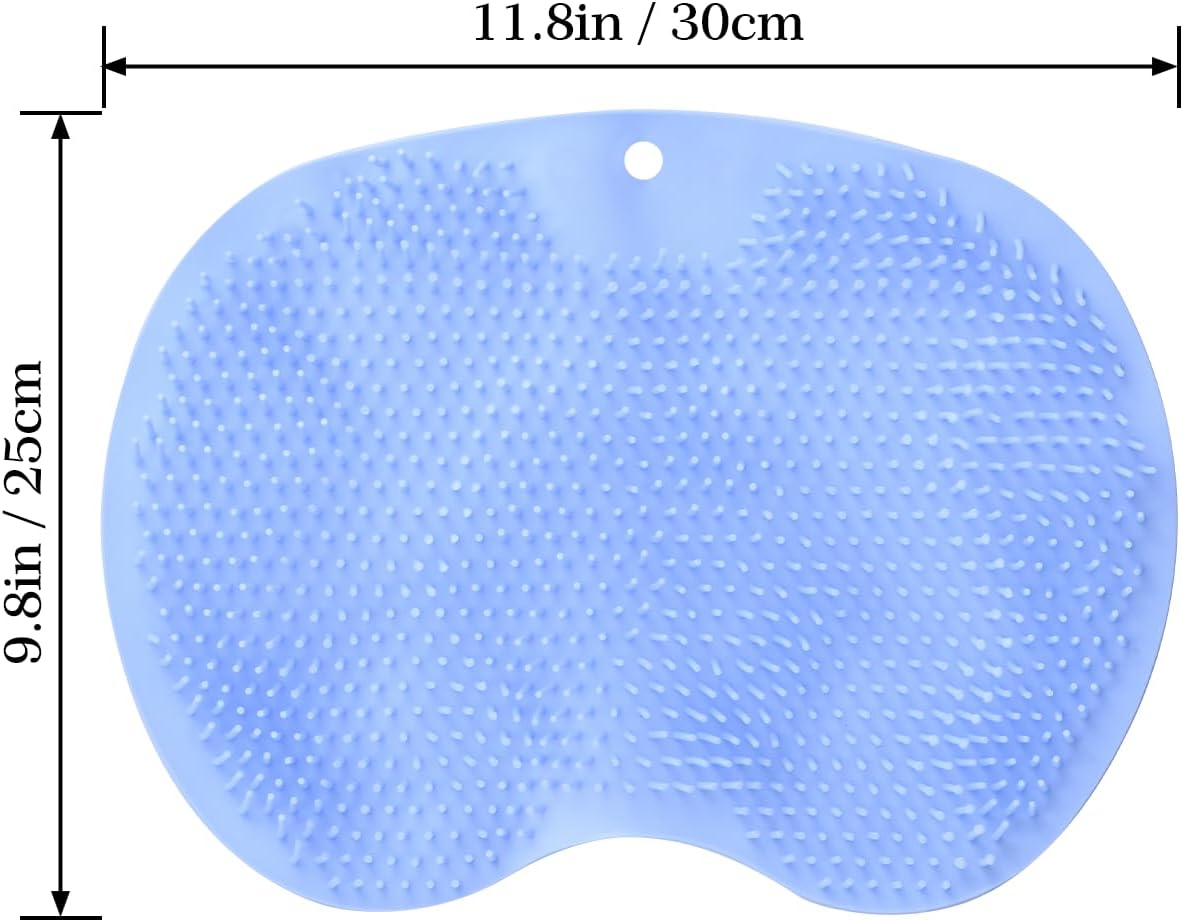 Silicone Foot Scrubber in Shower, Back Washer Exfoliating Bath Wash Pad Wall Mounted, Foot & Body Brushes for Men and Women(Blue)