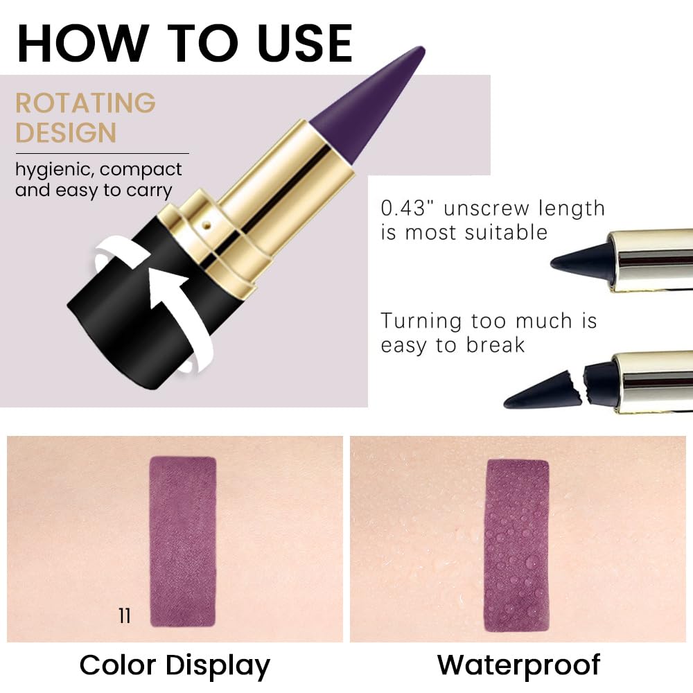 evpct 1Pcs Dark Purple Gel Eyeliner Pencil Eye Black Face Paint Stick Makeup Set Waterproof Matte Cream Crayon Eyeliner Pencil Set Cat Eye Liners Eyeshadow Guide delineador de ojos contra el agua