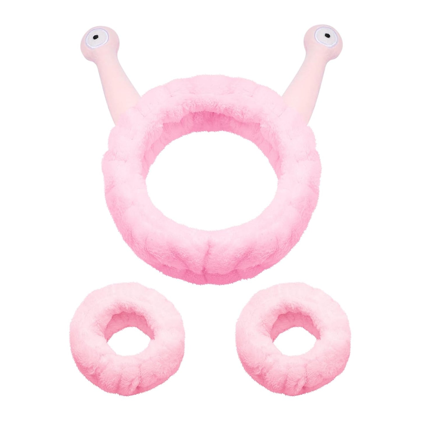 Soft Spa Headband and Wristbands for Face Washing, Cute Snail Makeup Headbands Elastic Skincare Hair Band Shower Head Wraps Hair Accessories for Women Girls