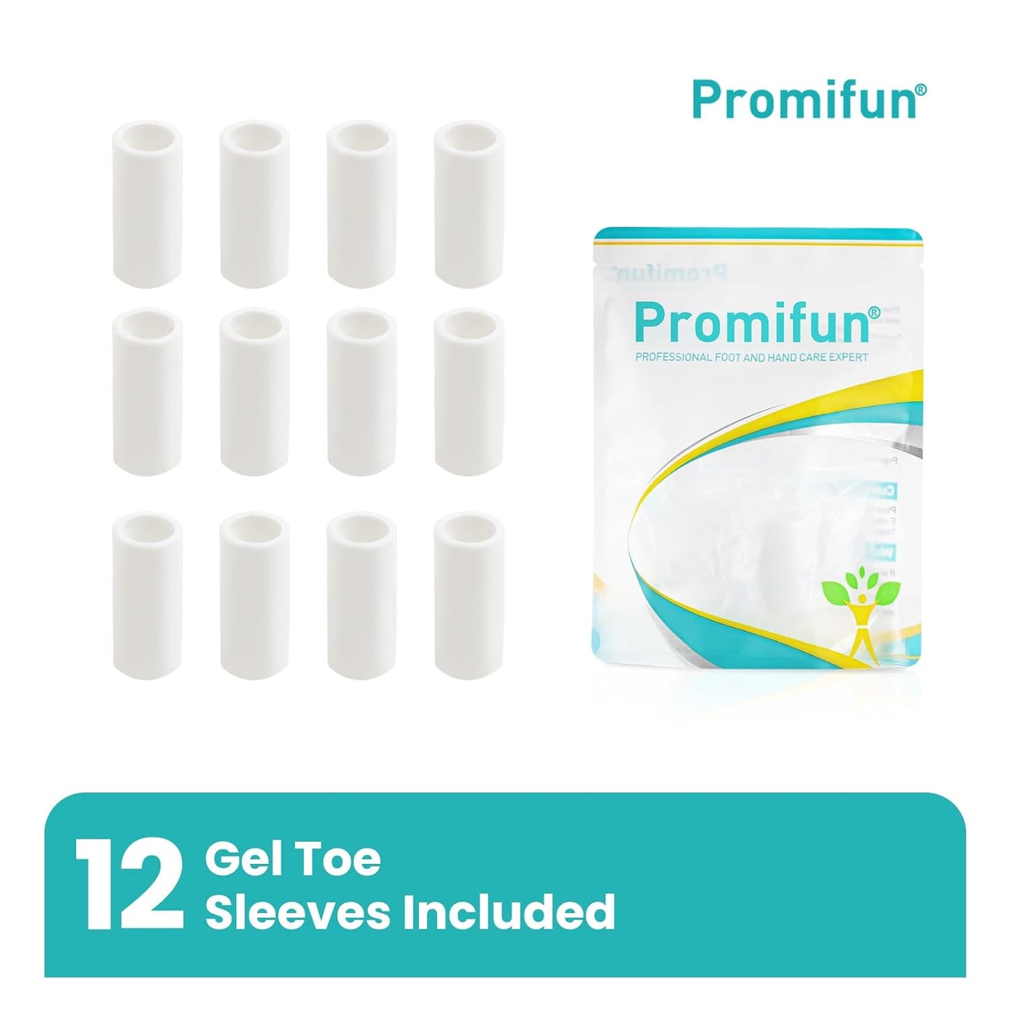 Silicone Toe Protectors – 12 Pack Silicone Toe Sleeve for Hammer Toes, Corns, Calluses, Blisters – Soft Gel Toe Tube Pads for Pain Relief