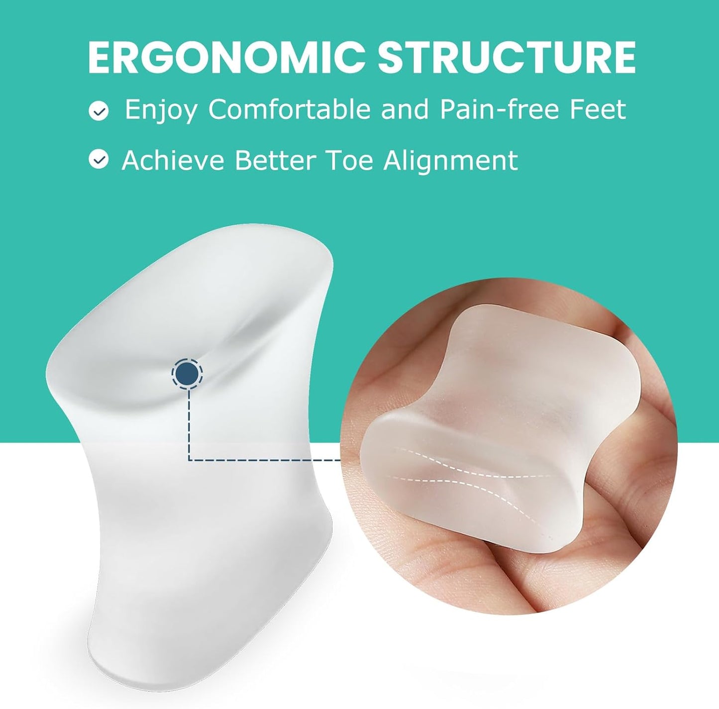 Welnove Upgraded Gel Toe Separators – 12-Pack Aloe Vera Extract Infused Silicone Toe Spacers for Straightening Overlapping Toes, Bunions, Calluses – Bunion Corrector for Men and Women (X-Large Size)