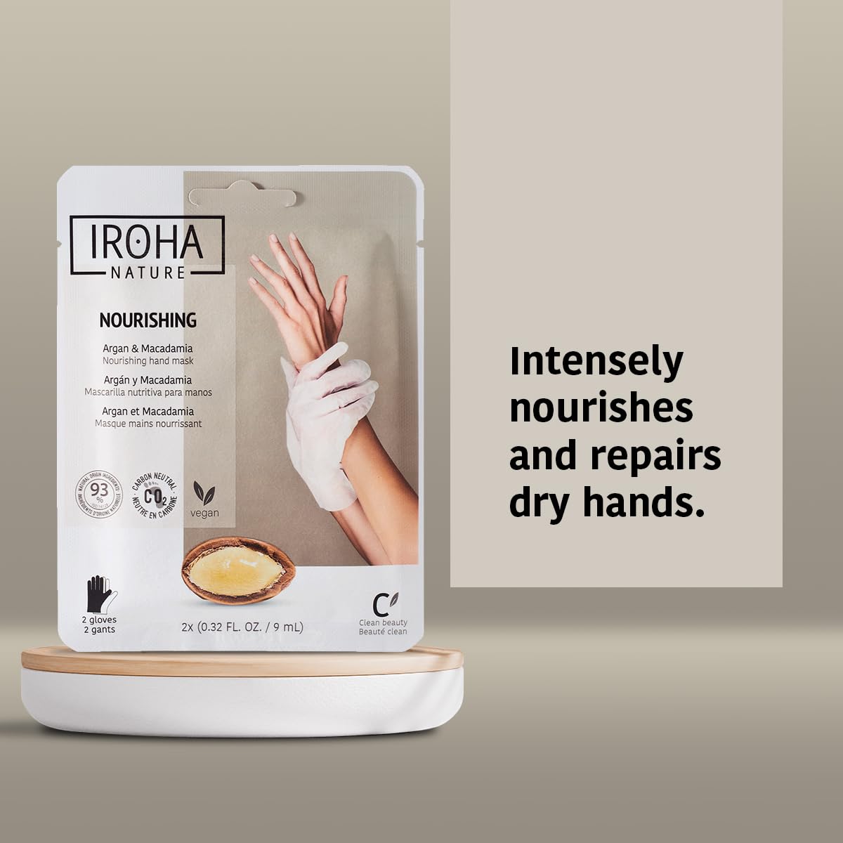 IROHA NATURE Anti-Aging Nourishing Hand Mask Gloves | 15 Pairs | Argan & Macadamia Oil | Intense Nutrition for Dry Hands | 93% Natural Ingredients | Vegan