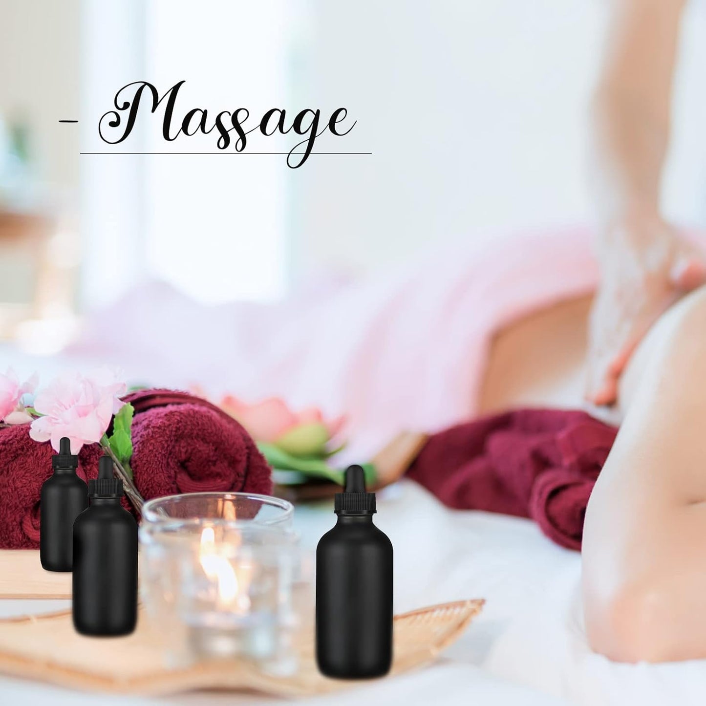 Epakh 50 Pack 4oz Glass Dropper Bottles Black Glass Eye Dropper Container Refillable Bottle with Dropper Round Dropper Dispenser Bottle for Essential Oils Perfumes Lab Travel Home