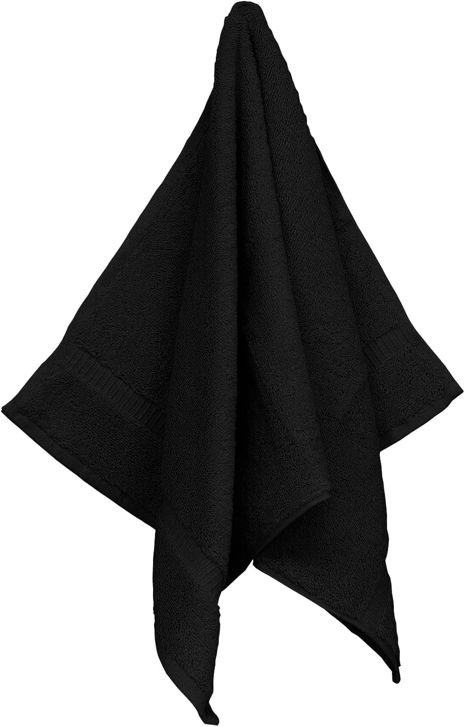 Monogrammed Hand Towel, Personalized Initial Gift, Extra Absorbent 100% Turkish Cotton - Soft Terry Finish - Set of 2 - Gold Block Initial T - Embroidered on Black Towels