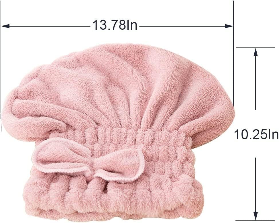 Jseng 2PC Microfiber Hair Drying Caps, Extrame Soft & Ultra Absorbent, Fast Drying Hair Turban Wrap Towels Thick Fluffy Shower Cap for Girls and Women