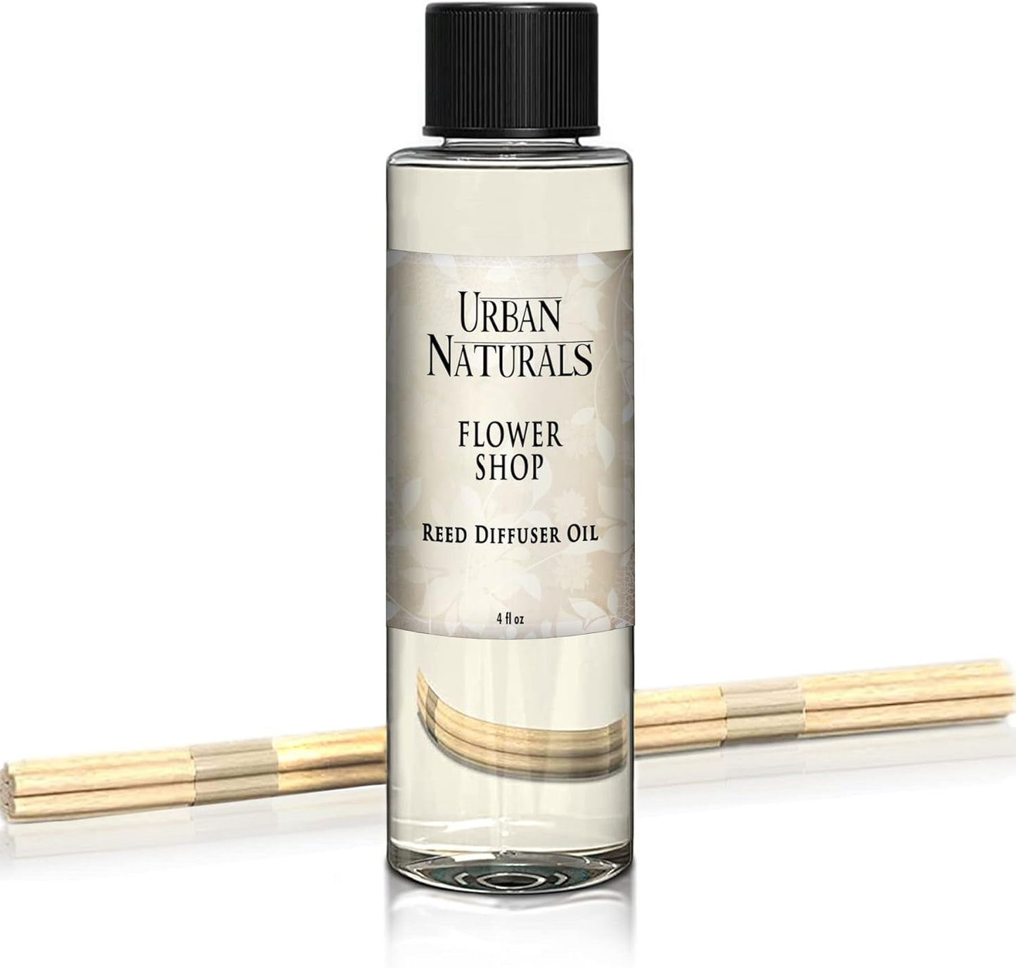 Urban Naturals Reed Diffuser Oil Refill Flower Shop, Violets, Daisies, Hyacinth, Rose Petals, 4 oz + Free Reed Sticks, Made in The USA