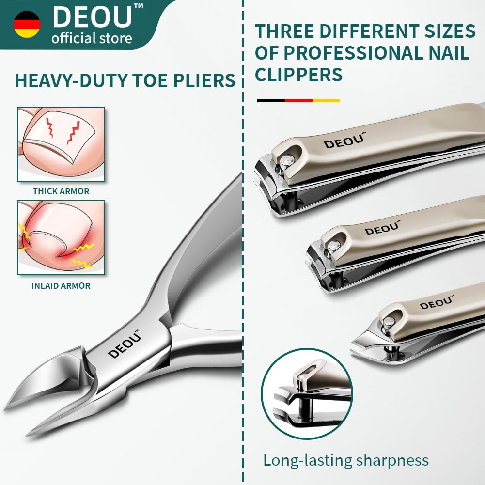 DEOU Kit Grooming Nail Clippers Set 11 in 1 Stainless Steel Professional Manicure Kit Nail Clippers Set for Women, 11pcs Luxurious Personal Care Manicure Nail Gift Set for Travel or Home