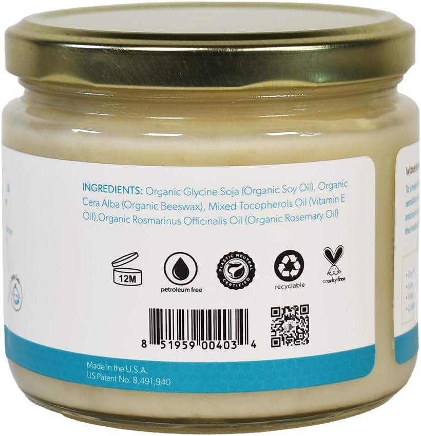 Waxelene Original Aerated Balm Large Jar, Organic Multipurpose Ointment the Petroleum Jelly Alternative Eczema Dry Sensitive Skin Face Moisturizer