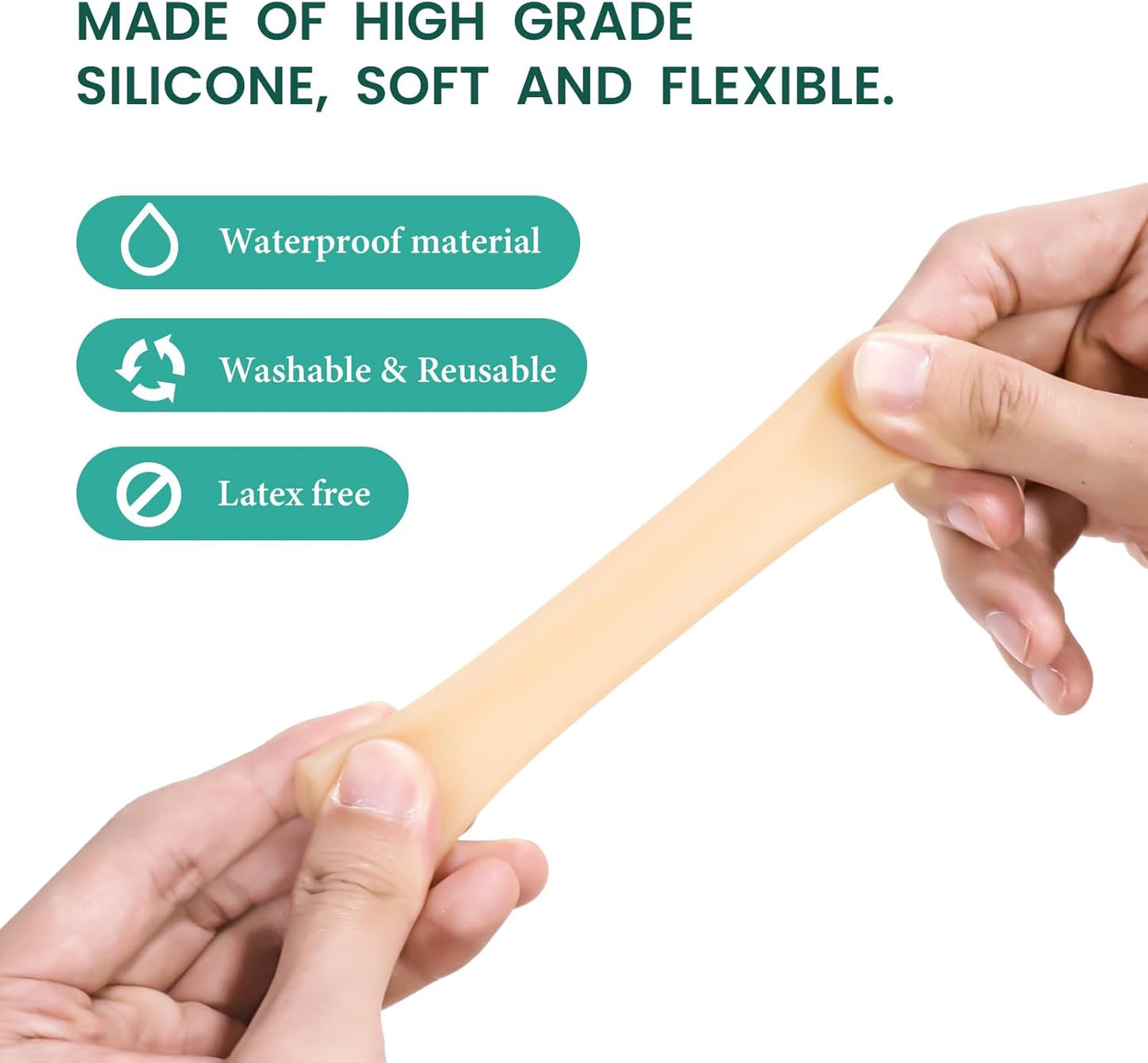 Welnove Gel Toe Cap and Protector - Silicone Toe Covers - Toe Cushions for Pain Relief, Missing or Ingrown Toenails, Corns, Calluses, Blisters (4 Large + 8 Medium, Beige), FSA or HSA Eligible