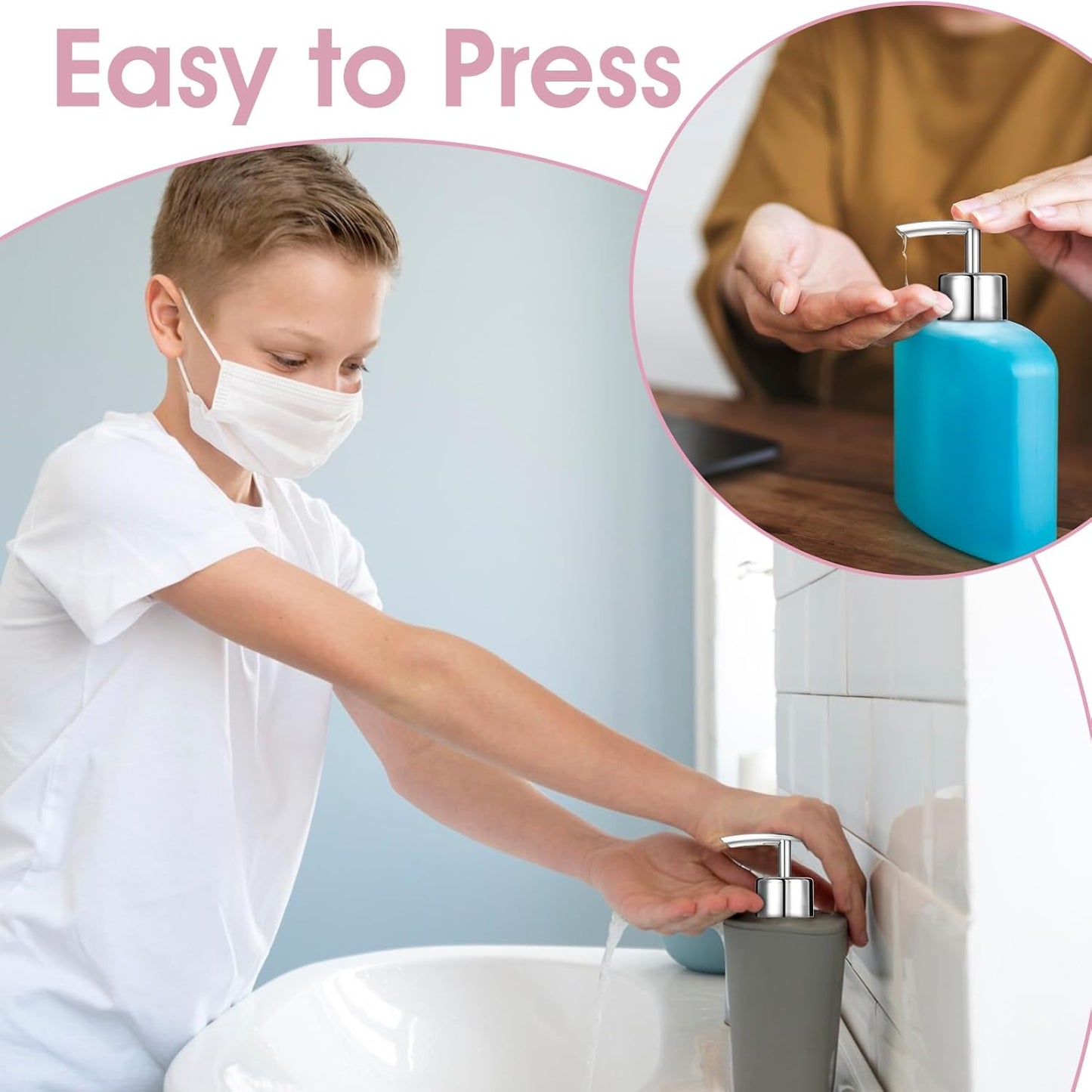 2 Pcs Soap Dispenser Pump Replacement, Reusable Soap Pump Replacement for Lotion Soap Replacement Pump for Soap Dispenser Replacement Soap Dispenser Pump for Kitchen Bathroom (Silver)