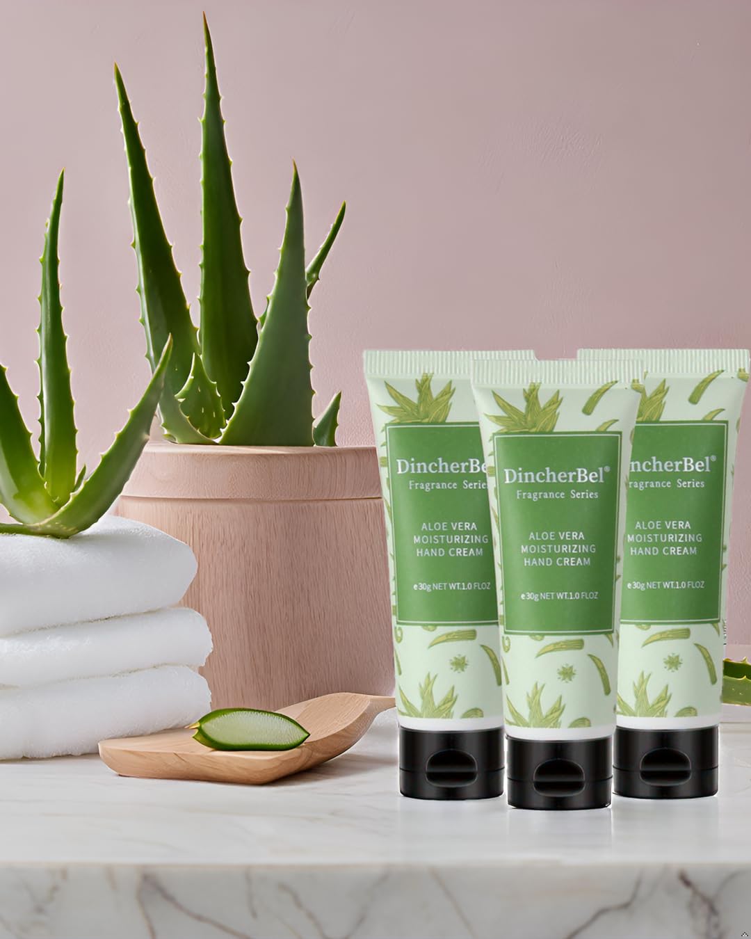DincherBel 100 Pack Aloe Vera Moisturizing Hand Cream Set - Travel Size Non-Greasy Hand Lotion Set for Dry Skin, Instant Moisturizing Hand Cream for Women, 1.0 oz/30 ml