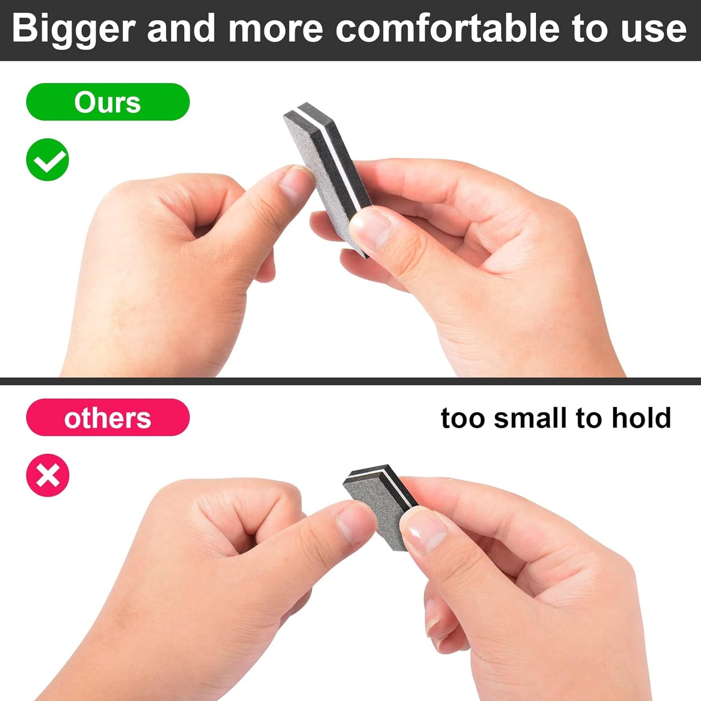 Diesisa Buffer Block Nail File, 100/180 Grit Sponge Nail Buffers for Acrylic Nails, Nails Buffer, Mini Buffing Block Double Sided for Manicure Tools 60 Count - Black