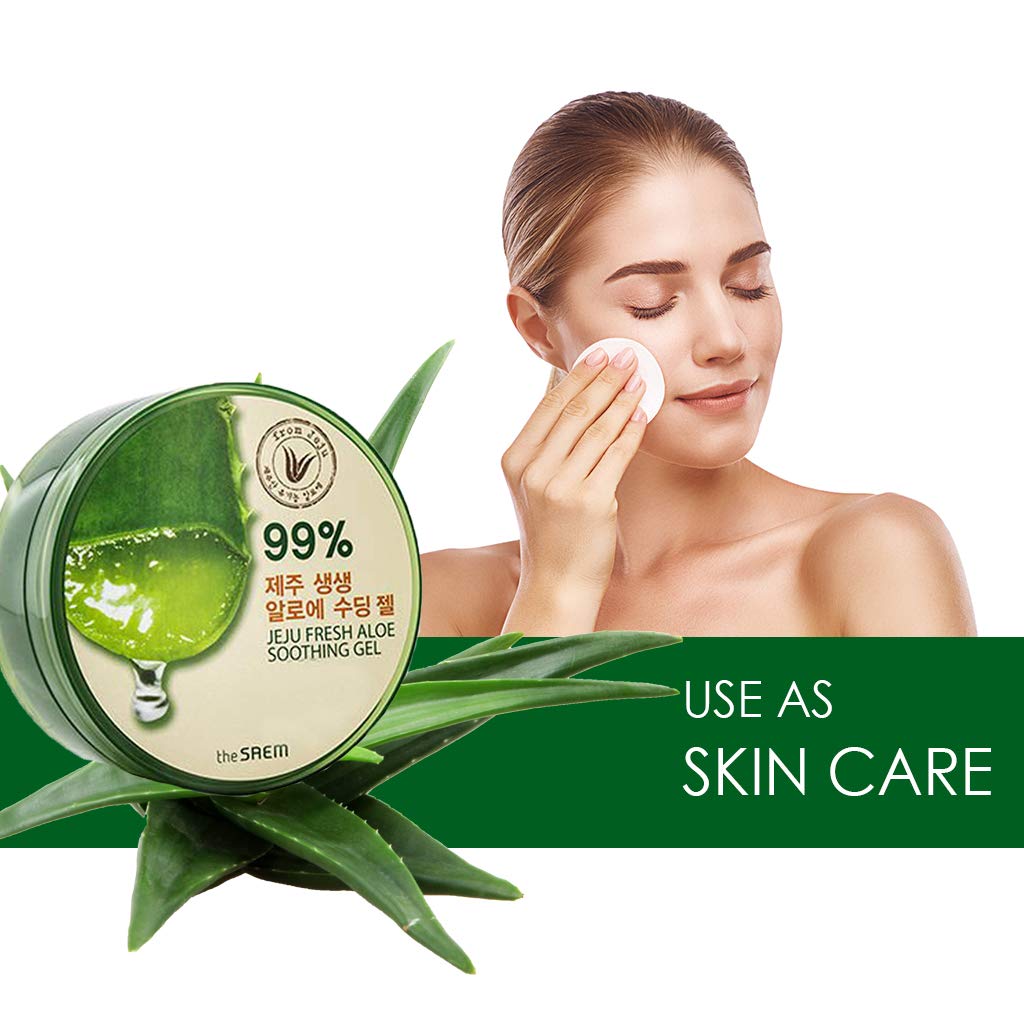 THESAEM Jeju Fresh Aloe Soothing Gel 10.1 fl. oz. (300ml) - 99% Aloe Vera, Hydrates & Dry, Itchy & irritated Skin