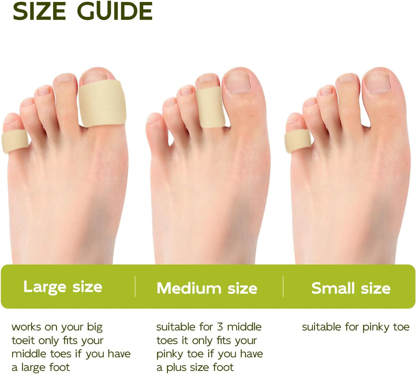 Bukihome Cuttable Toe Tubes Sleeves - Foam Toe Protectors for Corns, Calluses, Blisters - Fabric & Breathable Gel Lining Toe Sleeve Protectors Relief Toe Pressure Pain - 6 Count, White