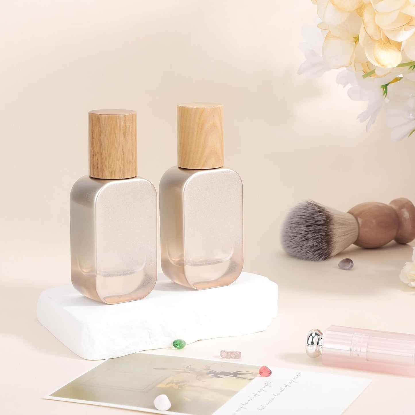 Segbeauty 1oz Empty Glass Travel Size Bottles Containers for Lotions, 2pcs Refillable Mini Travel Bottles, 30ml Glass Lotion Dispenser with Pump, Silver Sample Containers for Cream Essential Oils