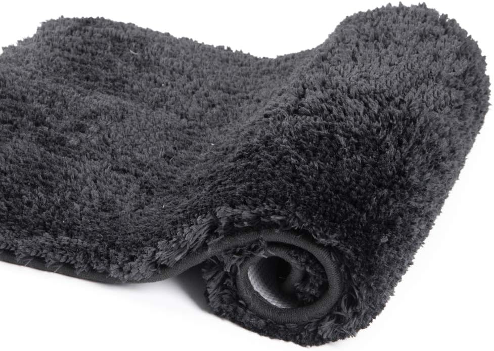 Walensee Large Bathroom Rug (24 x 40, Black) Extra Soft and Absorbent Shaggy Bath Mat Machine Washable Microfiber Non Slip Luxury Floor Mat