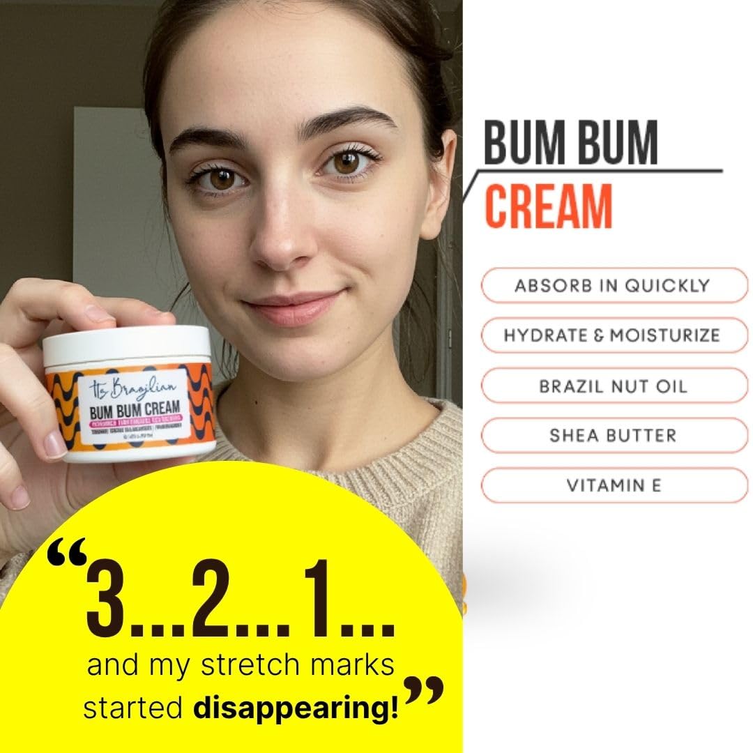 Bum bum Cream – Firming & Lifting Body Cream for Cellulite and Stretch Marks – With Natural Brazilian Extracts – 8oz – Smooth, Hydrate & Tighten Skin – All Skin Types