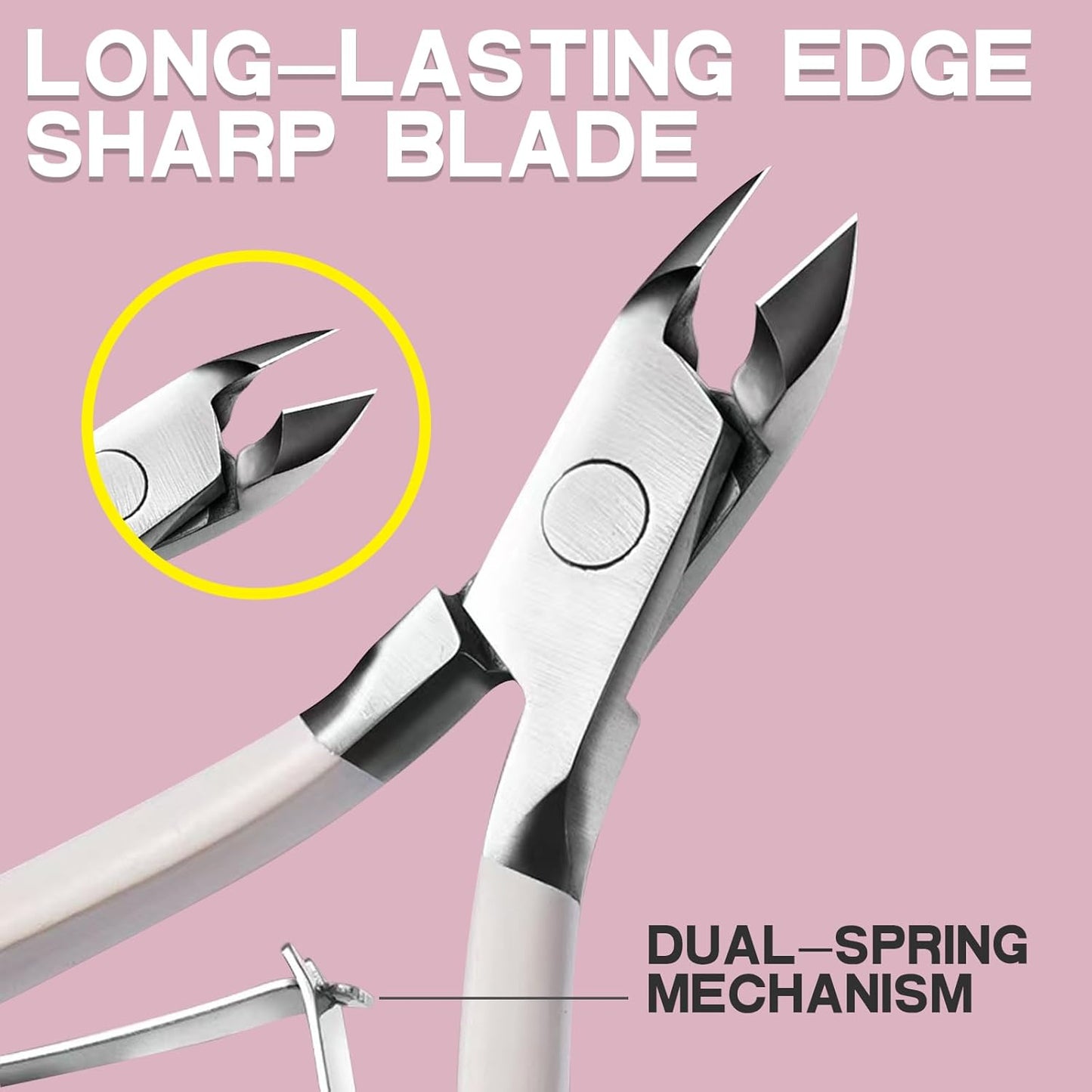 Kylara Cuticle Trimmer Set 3 in 1 - Cuticle Nipper,Pusher & Cutter,Professional Stainless Steel Manicure Pedicure Tools for Women,Gradient Pink Nail Care Kit for Home Salon & Nail Artists