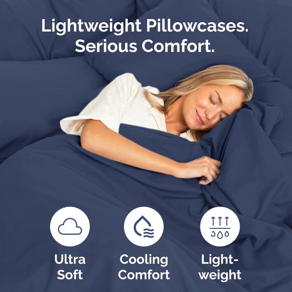 King Pillow Cases Set of 10 - Ultra Soft Hotel Quality Pillowcase Covers - Comfy. Cozy & Wrinkle Free - Shrink, Stain and Fade Resistant - Machine Washable Pillow Protectors - 10 Piece Set - Navy Blue