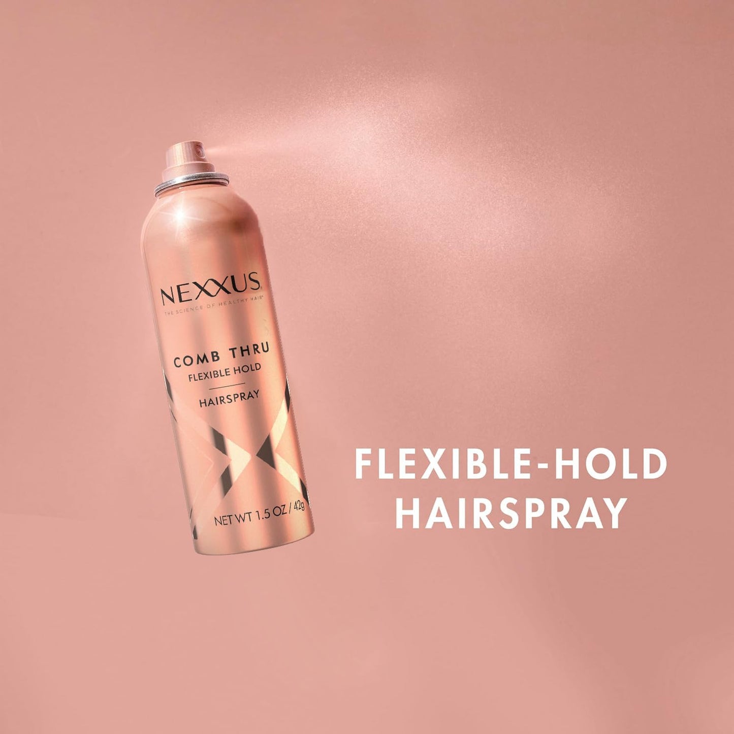 Nexxus Travel Hairspray, Comb Thru Flexible Hold 4-Pack – 72-Hour Anti-Humidity Shield, 48-Hour Frizz Control, Rose Fragrance, 1.5 Oz Ea