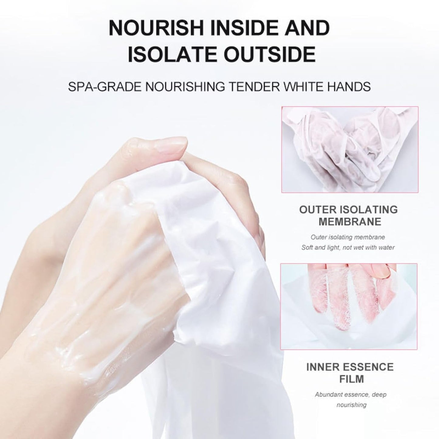VolksRose Moisturizing Hand Mask Gloves for Dry Cracked Hands, Overnight Repair Treatment - Intensive Hydration Hand Masks with Rose & Milk, 5 Pairs - Spa Care for Extremely Dry, Rough Skin