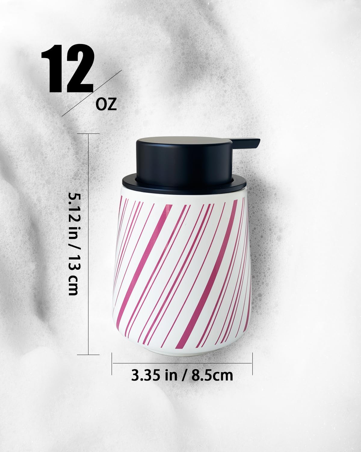 Chic Soap Dispenser Bathroom Ceramic Hand Foam Soap Dispenser for Bathroom Deco 12 Ounce Refillable Liquid Dispenser for Kitchen (RED)