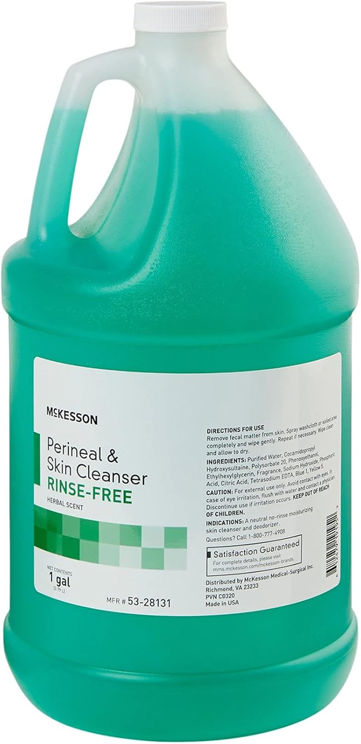McKesson Perineal Skin Cleanser, 1 Gallon [Pack of 1] Rinse-Free Body Wash for Incontinence or Ostomy Care, Herbal Scent