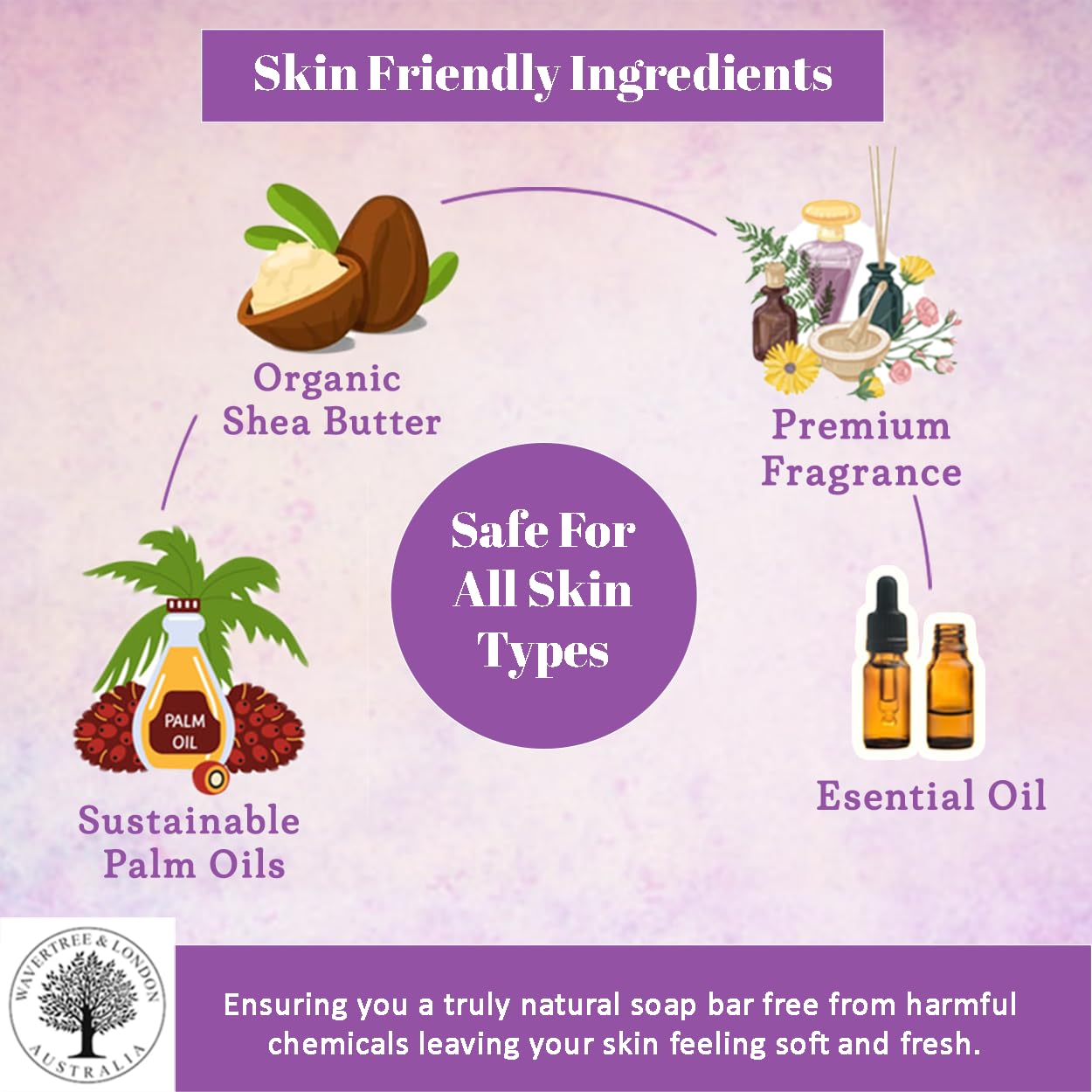 Wavertree & London Lavender D'Provence Scented Natural Soap (8 Bars), 7oz Moisturizing French Triple Milled Soap Bars enriched with shea butter - Pure Plant Oil Bath & Body Bars for All Skin Types