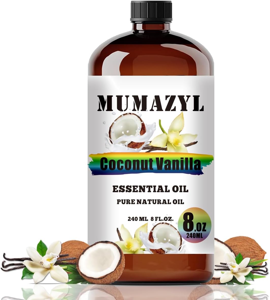 Coconut Vanilla Essential Oil, Coconut Vanilla Oil 8 Fl Oz 240ML for Diffuser Humidifier Yoga Cleaning DIY Candle Soap Making Essential Oils