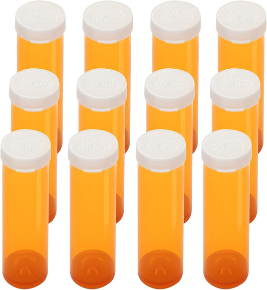 Empty Plastic Pill Bottles with Easy Open Caps (Not Child Resistant), Prescription Medication Vials, Clear Containers Pill Cases Dispenser Organizers (12pcs) (60 Dram)