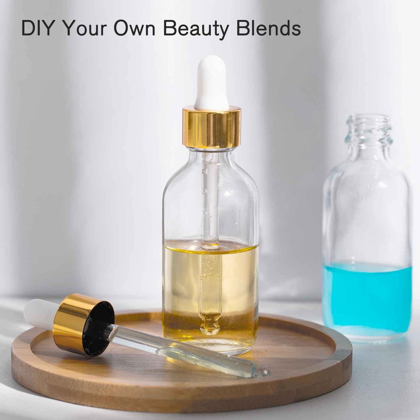 PrettyCare 4 Pack 1oz Dropper Bottles for Essential Oils, 30 ml Clear Glass Essential Oils Bottles with Labels, Funnels- Empty Leak Proof Tincture Bottles for Personal Care & Beauty